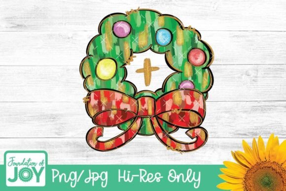 Christmas Wreath PNG, Brushstrokes: Graphics for T-Shirt Designs