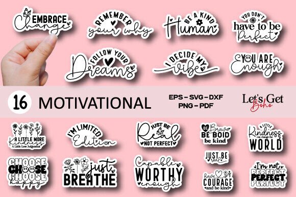 Motivational Sticker Bundle: Graphics for T-Shirt Designs & Branding